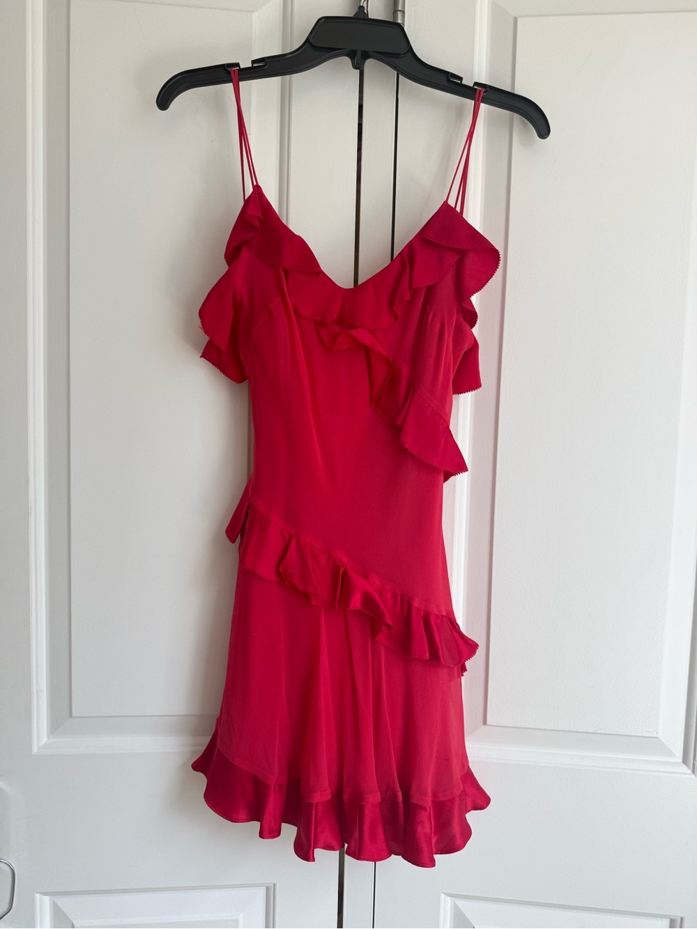 LoveShackFancy Red Ruffle Mini Dress